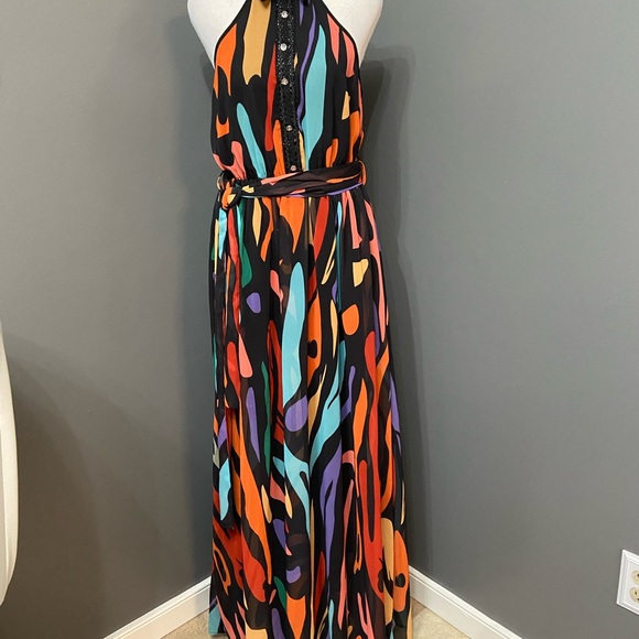 L'ATISTE Dresses & Skirts - Sheer Flowy Butterfly Dress Multicolor Maxi Sleeveless Boho Whimsical Wedding S
